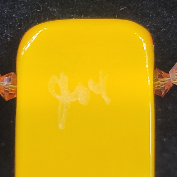 Signed Art Glass Pendant With Carnelian / Necklace /  Artisan-made / Vintage - Picture 5 of 10